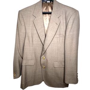Vintage Orvis Sports Jacket Mens 44L Beige Wool Gold Buttons Blazer USA 1990s